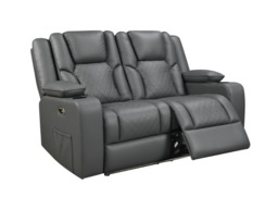 Orlando 2 Seater Electric Recliner Sofa Grey Aire Leather