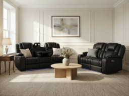 Orlando Black Electric Recliner Sofa Set 3+2 - thumbnail 3