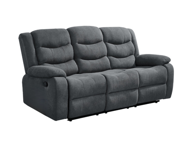 Classic 3 Seater Recliner Sofa Manual Grey Fabric - image 1