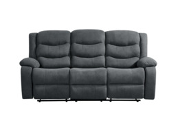 Classic 3 Seater Recliner Sofa Manual Grey Fabric - thumbnail 2