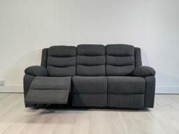 Classic 3 Seater Recliner Sofa Manual Grey Fabric - thumbnail 6