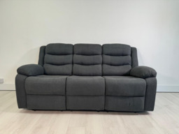 Classic 3 Seater Recliner Sofa Manual Grey Fabric - thumbnail 5