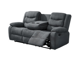 Classic 3 Seater Recliner Sofa Manual Grey Fabric - thumbnail 3