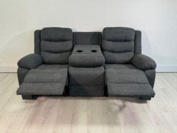 Classic 3 Seater Recliner Sofa Manual Grey Fabric - thumbnail 9