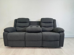 Classic 3 Seater Recliner Sofa Manual Grey Fabric - thumbnail 4