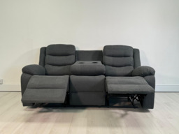 Classic 3 Seater Recliner Sofa Manual Grey Fabric - thumbnail 8