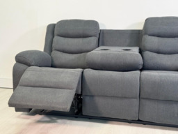 Classic 3 Seater Recliner Sofa Manual Grey Fabric - thumbnail 7