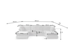 Brixton U Shaped Sofa Black - thumbnail 2