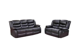 Roma Recliner 3+2 Seater Sofa Set Black and Grey Faux Leather - thumbnail 1