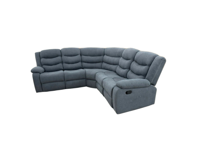 Classic Corner Recliner Sofa Manual Grey Fabric - image 1