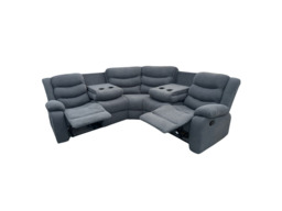 Classic Corner Recliner Sofa Manual Grey Fabric - thumbnail 3