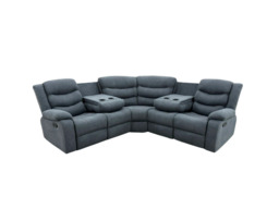 Classic Corner Recliner Sofa Manual Grey Fabric - thumbnail 2