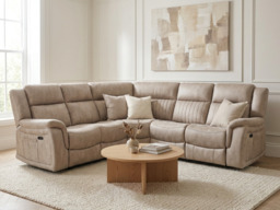 Moreno Stone Electric Corner Recliner Sofa Micro Fabric - thumbnail 3