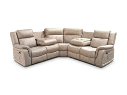Moreno Stone Electric Corner Recliner Sofa Micro Fabric