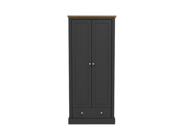 Devonshire Two Door Wardrobe with Drawer Charcoal - image 1