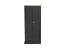 Devonshire Two Door Wardrobe with Drawer Charcoal - thumbnail 1