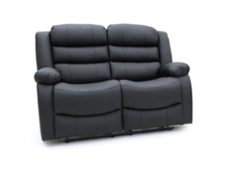 Sorrentino 2 Seater Recliner Sofa Black Aire Leather - thumbnail 1