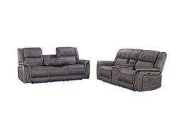 Hannan Fabric 3+2 Electric Recliner Sofa Set Grey