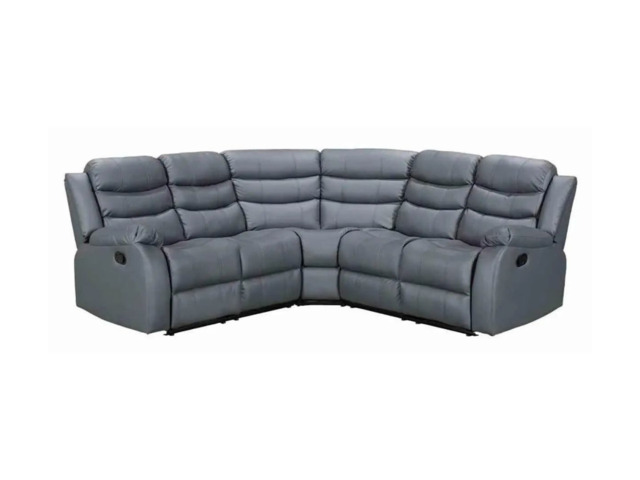 Roma Recliner Corner Sofa Grey Faux Leather - image 1