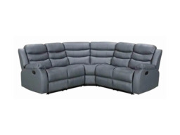 Roma Recliner Corner Sofa Grey Faux Leather - thumbnail 1