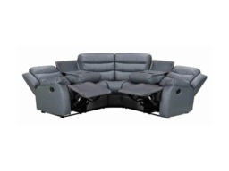 Roma Recliner Corner Sofa Grey Faux Leather - thumbnail 4