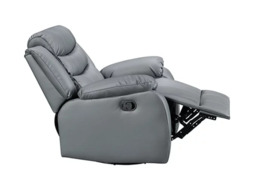 Roma Armchair Recliner Grey Faux Leather - thumbnail 2