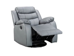 Roma Armchair Recliner Grey Faux Leather - thumbnail 1