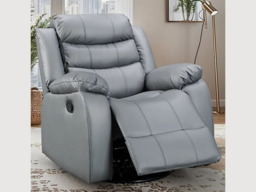 Roma Armchair Recliner Grey Faux Leather - thumbnail 3