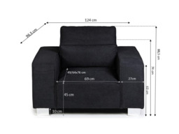 Broadgate Armchair with Cushion Black Kensington Fabric - thumbnail 2