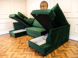 Meridian Green Sofa Bed with Storage U Shaped - thumbnail 3