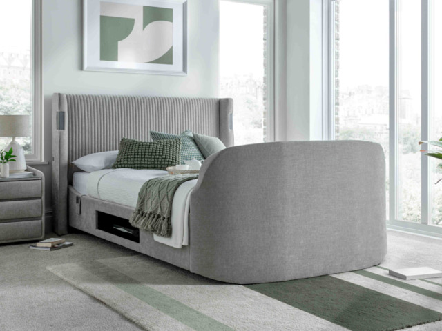 Darras TV Bed Frame with Dolby Atmos System Grey Fabric - image 1
