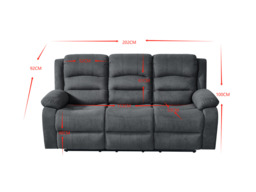 Florence Electric Recliner Sofa Set 3+2+1 Grey Fabric - thumbnail 5