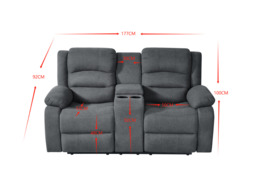 Florence Electric Recliner Sofa Set 3+2+1 Grey Fabric - thumbnail 6
