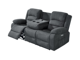 Florence Electric Recliner Sofa Set 3+2+1 Grey Fabric - thumbnail 2