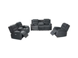 Florence Electric Recliner Sofa Set 3+2+1 Grey Fabric - thumbnail 1