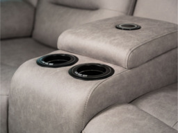 Saxon 2 Seater Electric Recliner Sofa Light Grey Suede - thumbnail 5