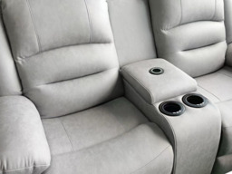 Saxon 2 Seater Electric Recliner Sofa Light Grey Suede - thumbnail 2