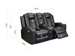 Sianna Electric Recliner 3+2+1 Sofa Set Black Aire Leather - thumbnail 6