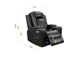 Sianna Electric Recliner 3+2+1 Sofa Set Black Aire Leather - thumbnail 7