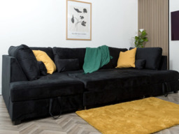 Meridian U Shape Velvet Sofa Bed with Storage - thumbnail 9