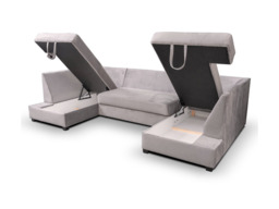 Meridian U Shape Velvet Sofa Bed with Storage - thumbnail 8