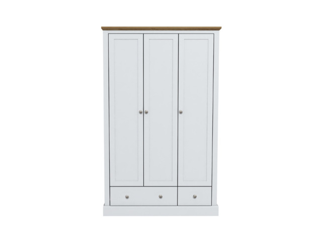 Devonshire Three Door Wardrobe with Two Drawer White - image 1