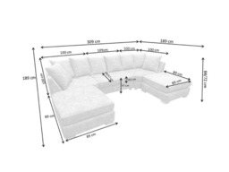 London U Shape Corner Sofa Soft Chenille Silver - thumbnail 3