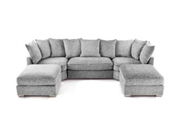 London U Shape Corner Sofa Soft Chenille Silver - thumbnail 2