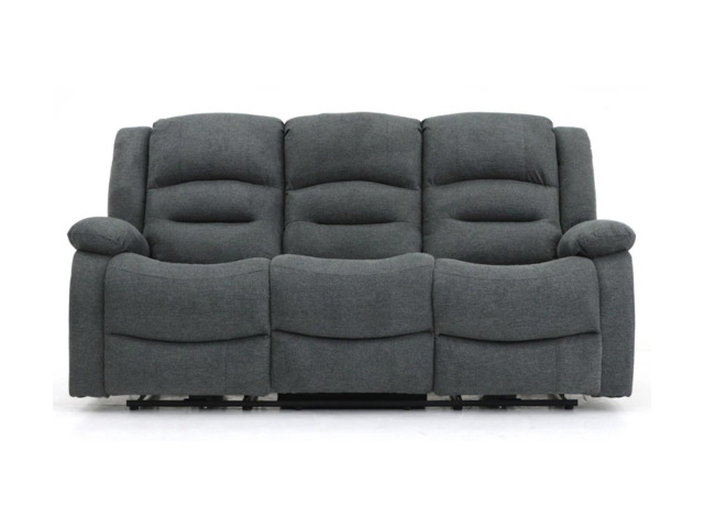 Naples 3 Seater Electric Recliner Sofa Grey Chenille Fabric - image 1