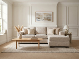 Chestnut Chaise Sofa Cream Enzo Fabric - thumbnail 4