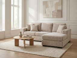 Chestnut Chaise Sofa Cream Enzo Fabric - thumbnail 6