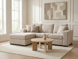 Chestnut Chaise Sofa Cream Enzo Fabric - thumbnail 5