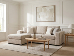 Chestnut Chaise Sofa Cream Enzo Fabric - thumbnail 3