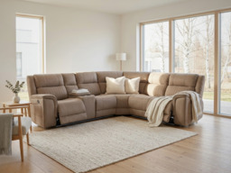 Hanna Electric Corner Recliner Sofa Beige Micro Fabric - thumbnail 2